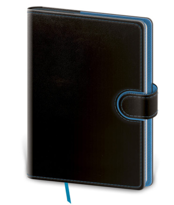 Tečkovaný zápisník Flip M černo/modrý (čtverečkovaný)