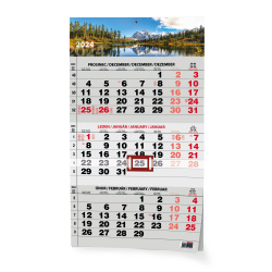 Kalendář Nástěnný kalendář - Tříměsíční - A3 (s mezinárodními svátky) - černý - Příroda