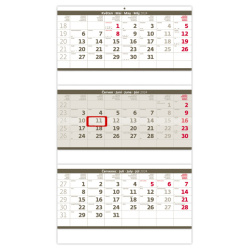 Kalendář Tříměsíční skládaný kalendář šedý