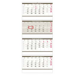 Kalendář Čtyřměsíční skládaný kalendář šedý
