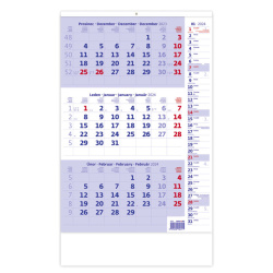 Kalendář Tříměsíční kalendář modrý s poznámkami