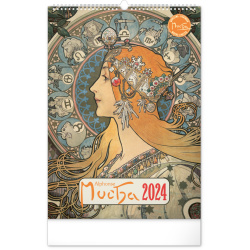 Kalendář Nástěnný kalendář Alfons Mucha 2024, 33 × 46 cm