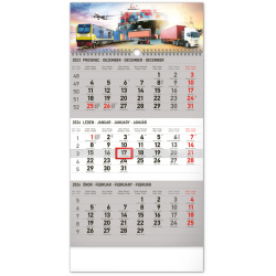 Kalendář Nástěnný kalendář 3měsíční Spedice šedý – s českými jmény 2024, 29,5 × 43 cm