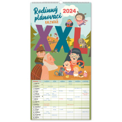 Kalendář Nástěnný kalendář Rodinný plánovací XXL 2024, 33 × 64 cm