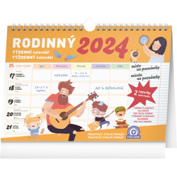 Kalendář Týdenní rodinný plánovací kalendář s háčkem 2024, 30 × 21 cm