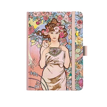 Notes A5 Premium 120g - Alfons Mucha 2027 - linky - Růžový