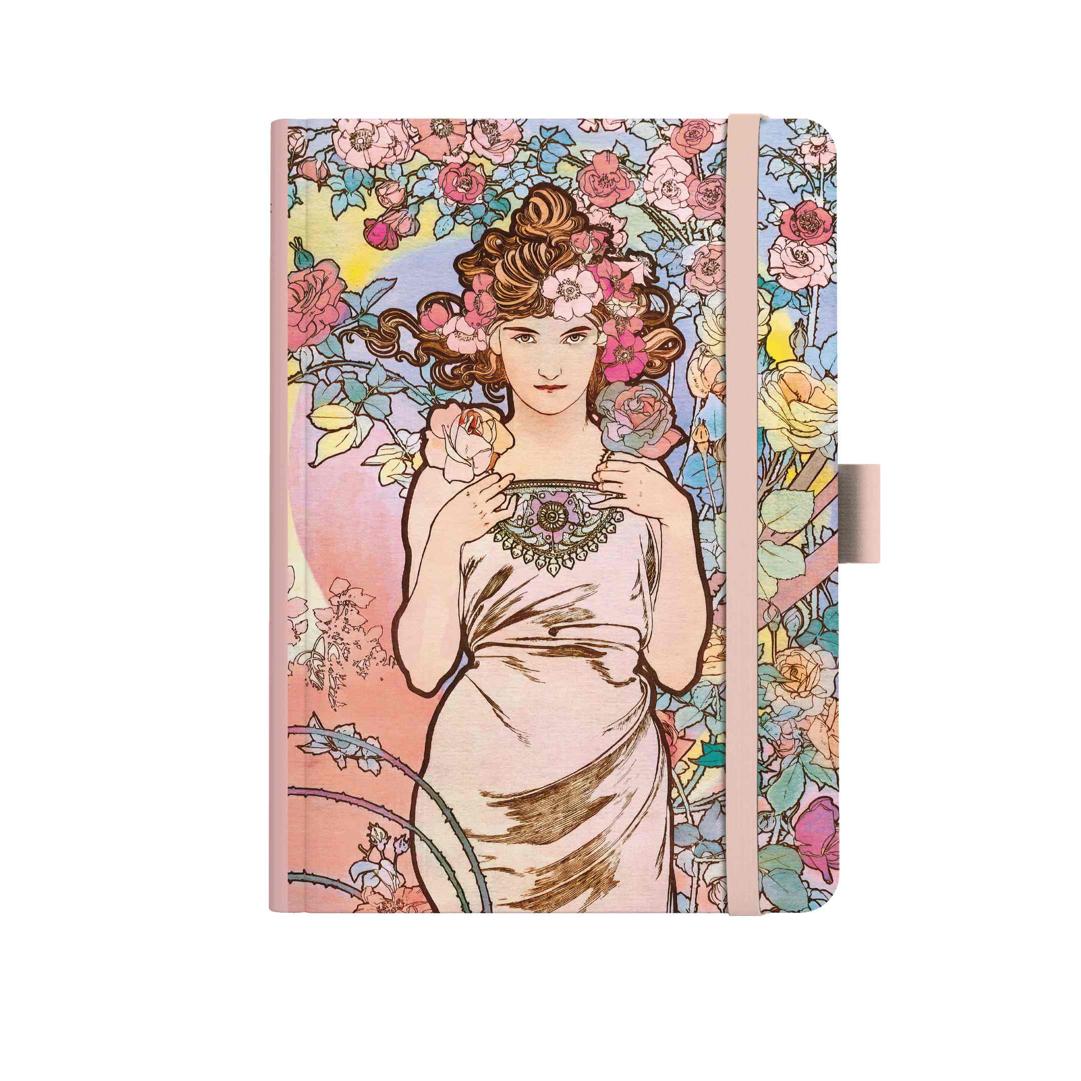 Notes A5 Premium 120g - Alfons Mucha 2027 - linky - Růžový