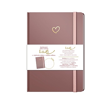 Notes Luxi tečky - A5 - lamino - starorůžová