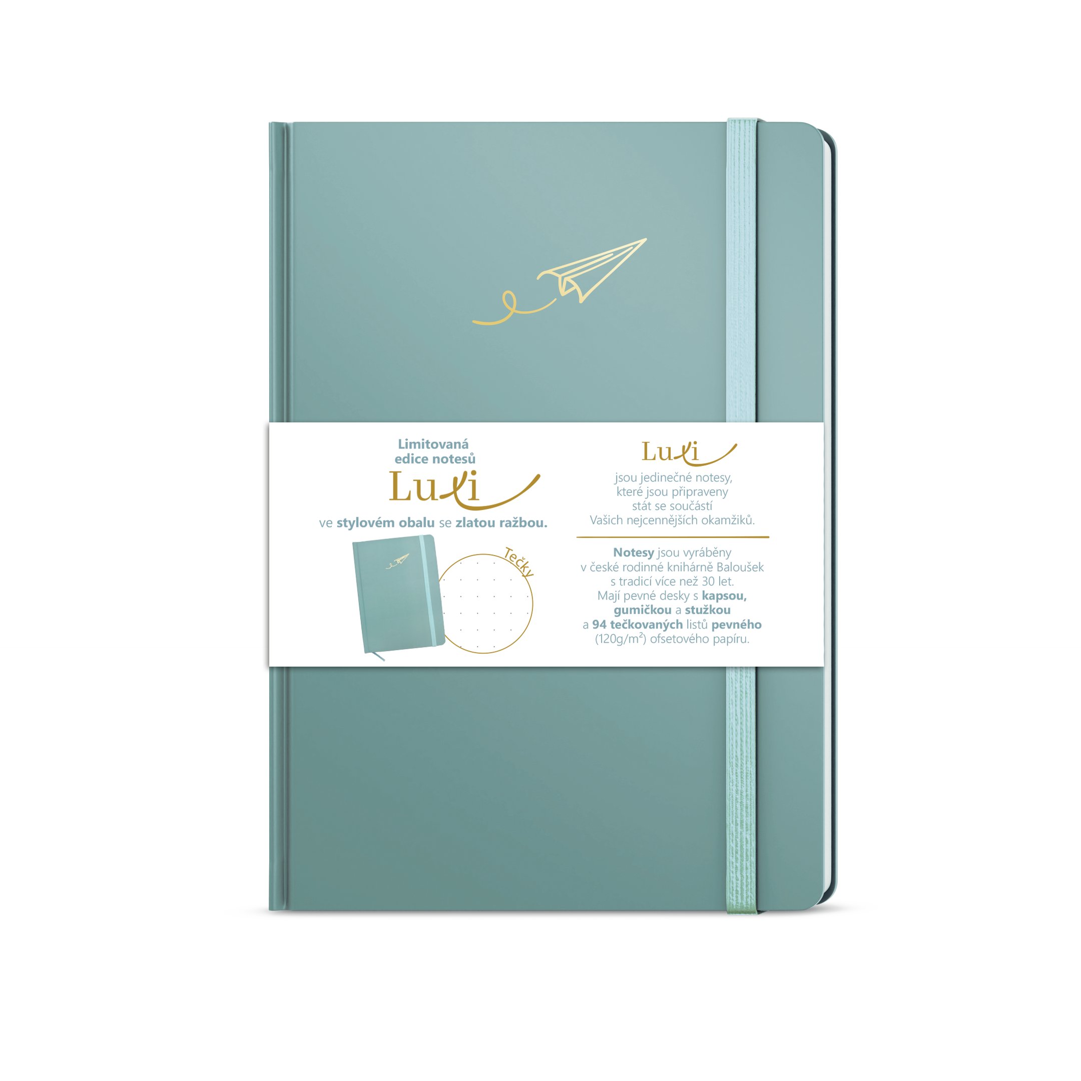 Notes Luxi tečky - A5 - lamino - ledově modrá