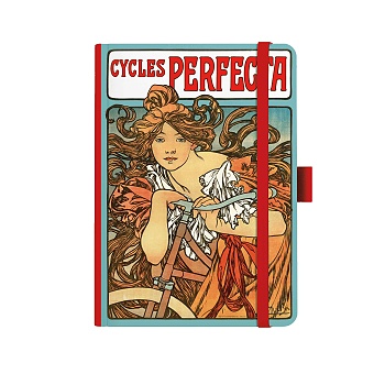 Notes A5 Premium 120g - Alfons Mucha 2027 - tečky - Červený