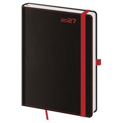 Denní diář A5 Black Red s poutkem