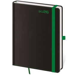 Denní diář A5 Black Green s poutkem