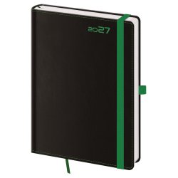 Denní diář A5 Black Green s poutkem