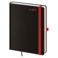 Týdenní diář B6 Black Red s poutkem