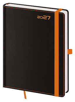 Týdenní diář B6 Black Orange s poutkem
