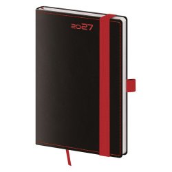 Kapesní diář A6 Black Red s poutkem