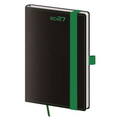 Kapesní diář A6 Black Green s poutkem