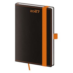 Kapesní diář A6 Black Orange s poutkem