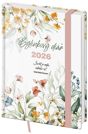 Týdenní diář B6 Bylinkový Flowers s gumičkou