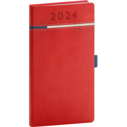 Kapesní diář Tomy 2024, červeno-modrý, 9 × 15,5 cm