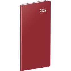 Kapesní diář Vínový 2024, plánovací měsíční, 8 × 18 cm