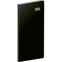 Kapesní diář Černý 2024, plánovací měsíční, 8 × 18 cm