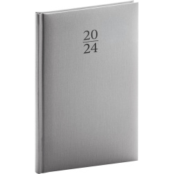Týdenní diář Capys 2024, stříbrný, 15 × 21 cm