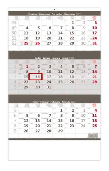 Tříměsíční kalendář šedý