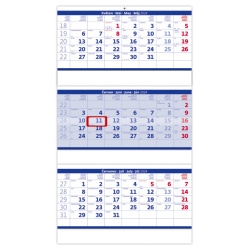 Kalendář Tříměsíční skládaný kalendář modrý