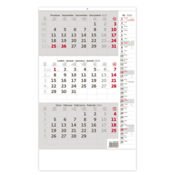 Kalendář Tříměsíční kalendář šedý s poznámkami