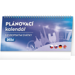 Kalendář Stolní kalendář Plánovací s evropskými svátky 2024, 25 × 12,5 cm