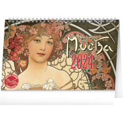 Kalendář Stolní kalendář Alfons Mucha 2024, 23,1 × 14,5 cm