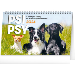 Kalendář Stolní kalendář Psi – Psy CZ/SK 2024, 23,1 × 14,5 cm
