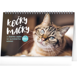 Kalendář Stolní kalendář Kočky – Mačky CZ/SK 2024, 23,1 × 14,5 cm