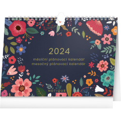 Kalendář Měsíční plánovací kalendář Květy 2024, 30 × 21 cm